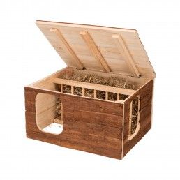 CASA "HILKE" EM MADEIRA C/ PORTA FENO - 40X23X32CM